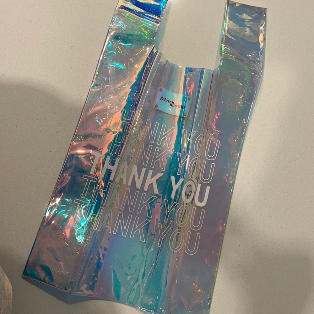 Gelareh Mizrahi THANK YOU BODEGA BAG HOLOGRAM IRIDESCENT